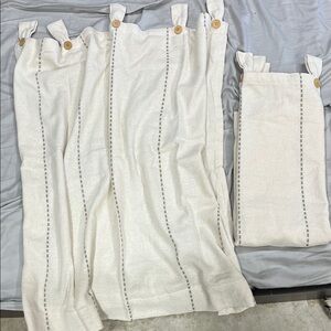 NEW Stitched Burlap 100% Cotton White Kitchen Curtains 36x36in (2 panel)
